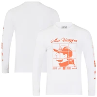 T-shirt à manches longues unisexe Max Verstappen blanc Red Bull Racing Driver Puzzle