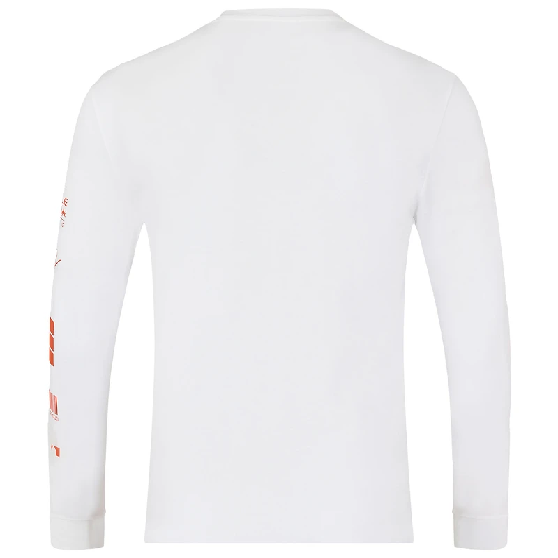 T-shirt à manches longues unisexe Max Verstappen blanc Red Bull Racing Driver Puzzle