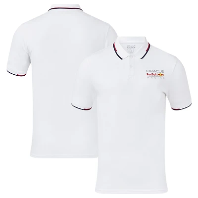 Polo unisexe blanc avec logo en couleur Red Bull Racing