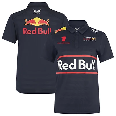 Polo pilote Red Bull Racing Max Verstappen bleu marine pour femme