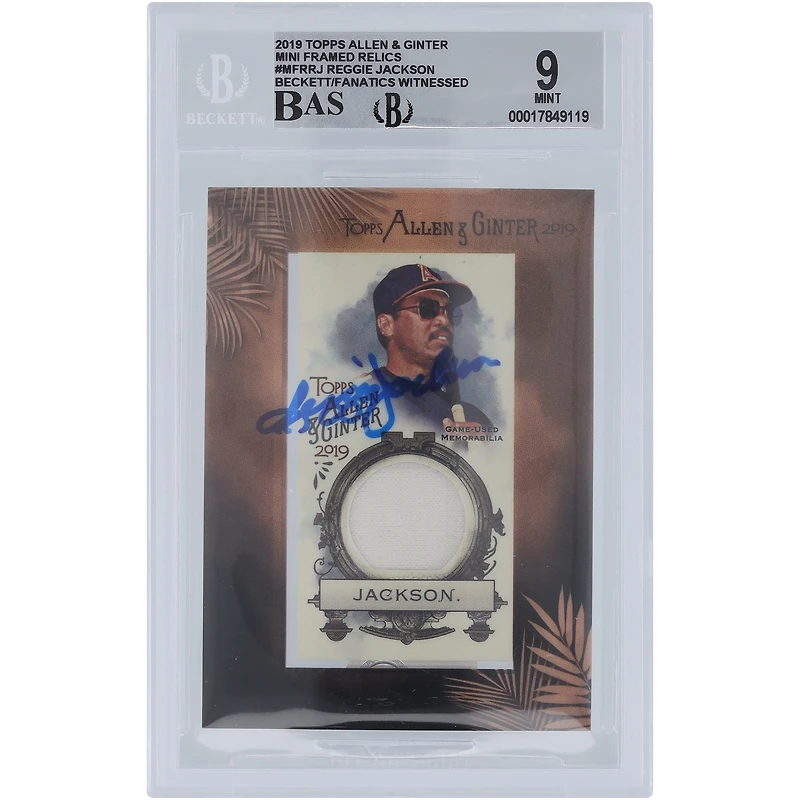 Reggie Jackson California Angels Autographié 2019 Topps Allen & Ginter Mini Encadré Maillot Blanc Relique #MFR-RJ Beckett Fanatics Témoin Authentifié /10 Carte