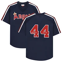Reggie Jackson Navy California Angels Autographed Mitchell & Ness Cooperstown Collection Replica Batting Practice Jersey with "H.O.F. '93" Inscription