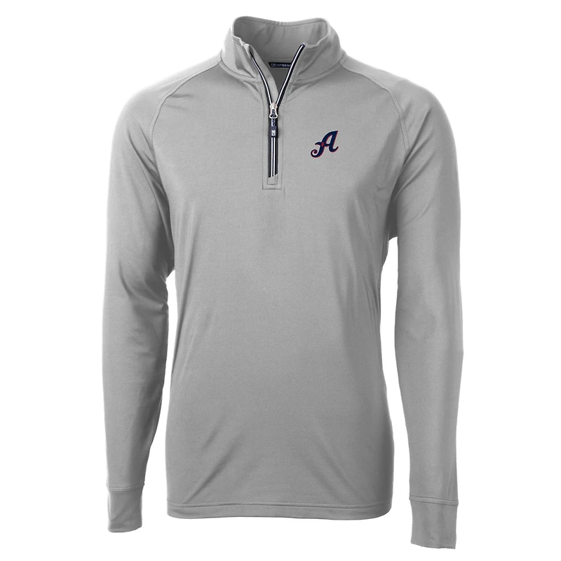 Men's Cutter & Buck  Gray Reno Aces Adapt Eco Knit Stretch Recycled Quarter-Zip Pullover