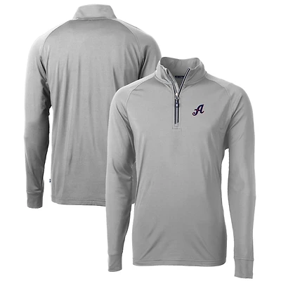 Men's Cutter & Buck Gray Reno Aces Adapt Eco Knit Stretch Recycled Quarter-Zip Pullover