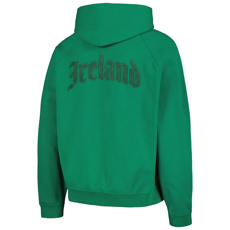Men's Green Ireland National Team Old English Oversized Raglan Pullover Hoodie