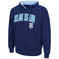 Men's Colosseum Navy Rhode Island Rams Arch & Logo 3.0 Full-Zip Hoodie