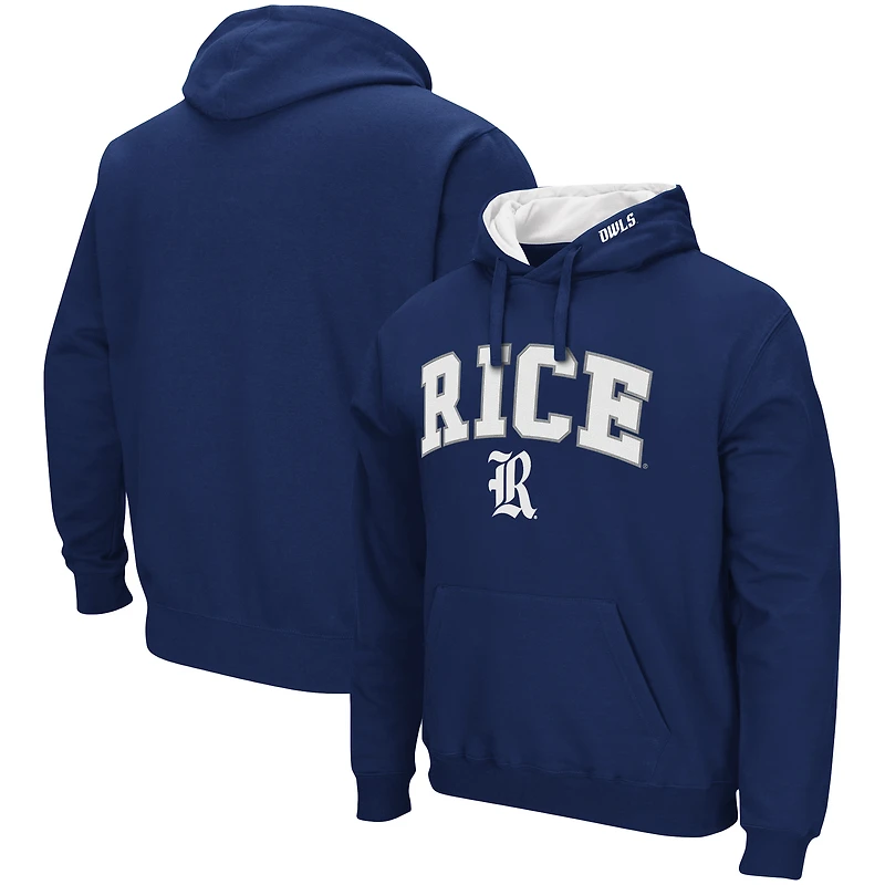 Men's Colosseum Navy Rice Owls Arch and Logo Pullover Hoodie