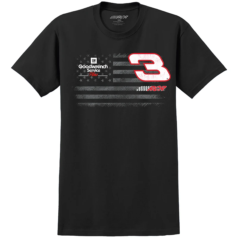 Men's Richard Childress Racing Team Collection Black Dale Earnhardt Flag Tri-Blend T-Shirt