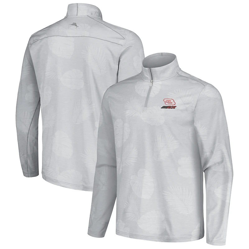 Men's Tommy Bahama Gray Richard Childress Racing Delray Frond IslandZone Half-Zip Top