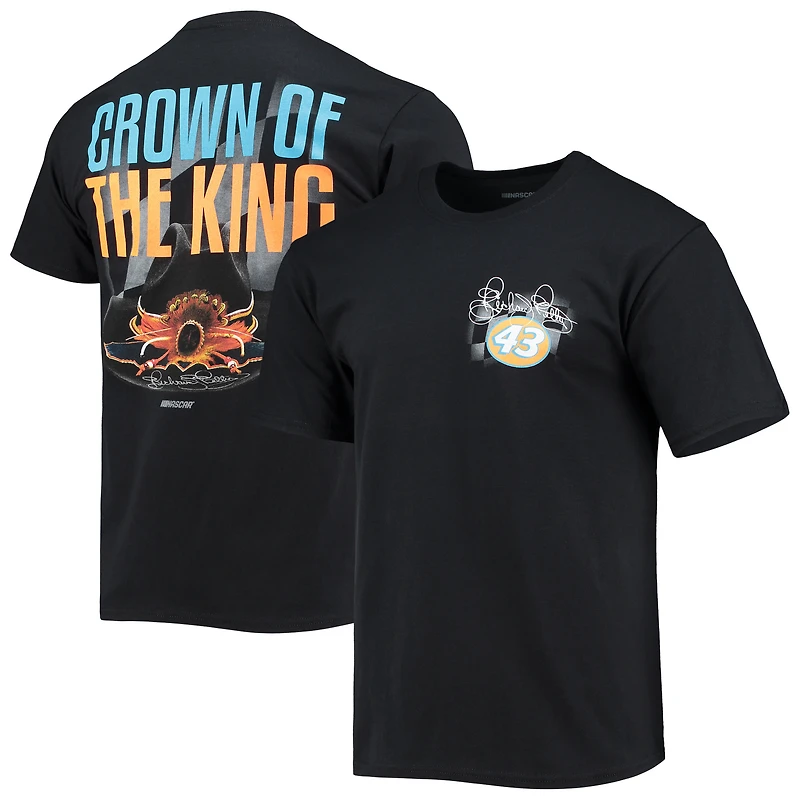 Men's Checkered Flag Black Richard Petty Crown of the King T-Shirt