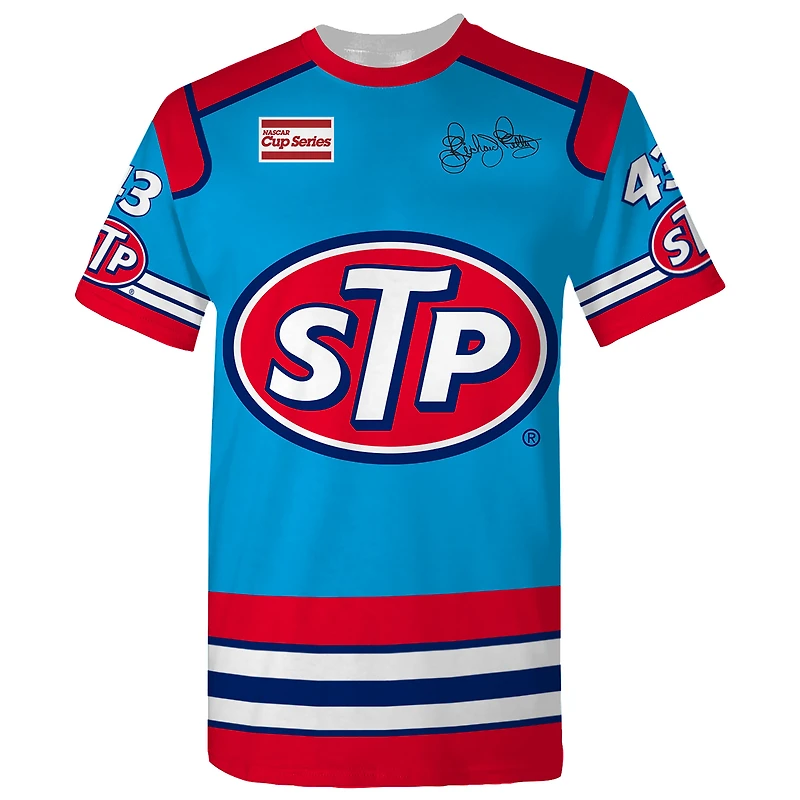 T-shirt bleu à damier pour homme, uniforme Richard Petty STP Legend