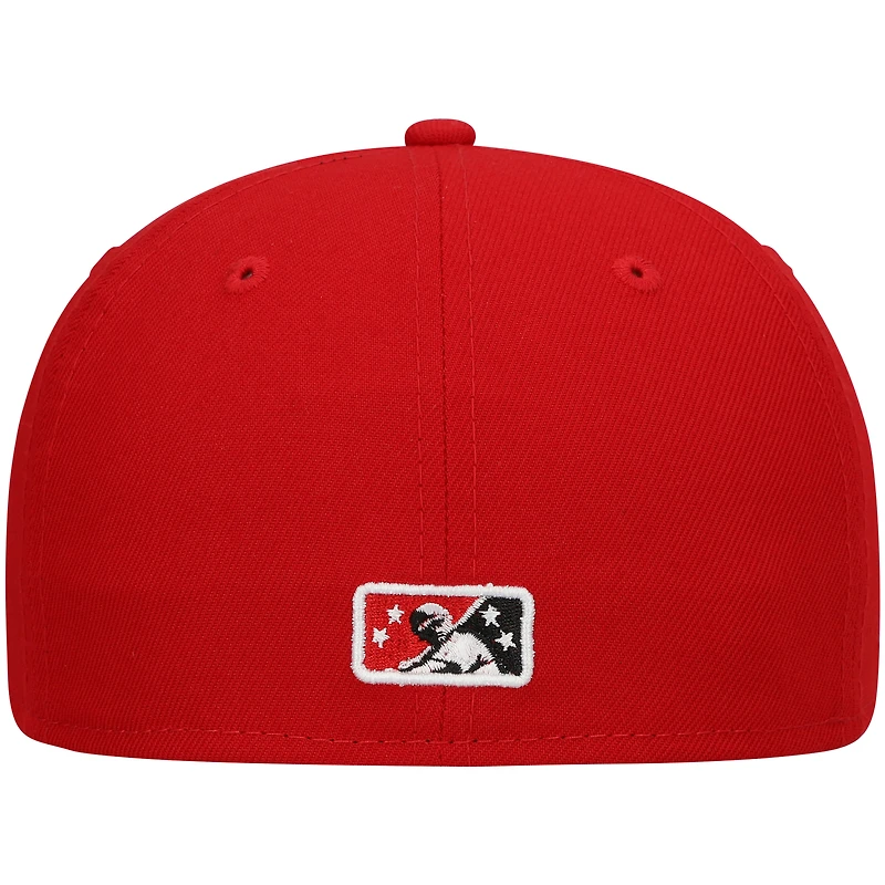 Men's New Era Red Richmond Flying Squirrels Authentic Collection Road 59FIFTY Fitted Hat