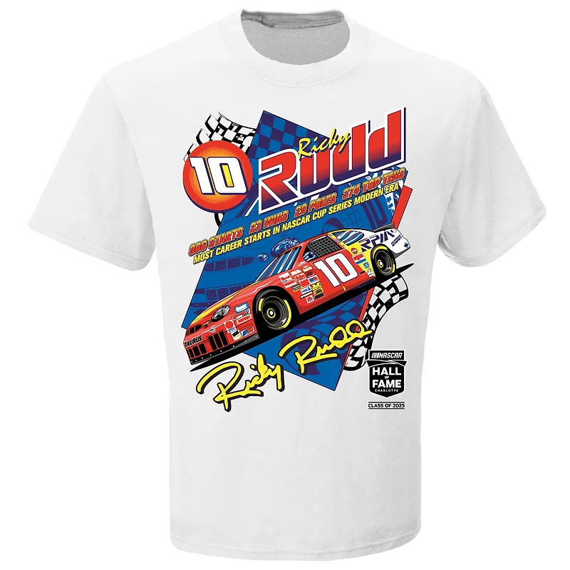 Men's Checkered Flag Sports White Ricky Rudd NASCAR 2025 Hall of Fame Inductee T-Shirt