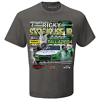 T-shirt à damier pour homme, motif sport, charbon de bois, vainqueur la course YellaWood 500 2024