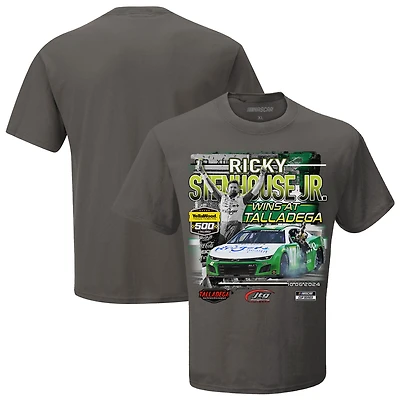 T-shirt à damier pour homme, motif sport, charbon de bois, vainqueur la course YellaWood 500 2024