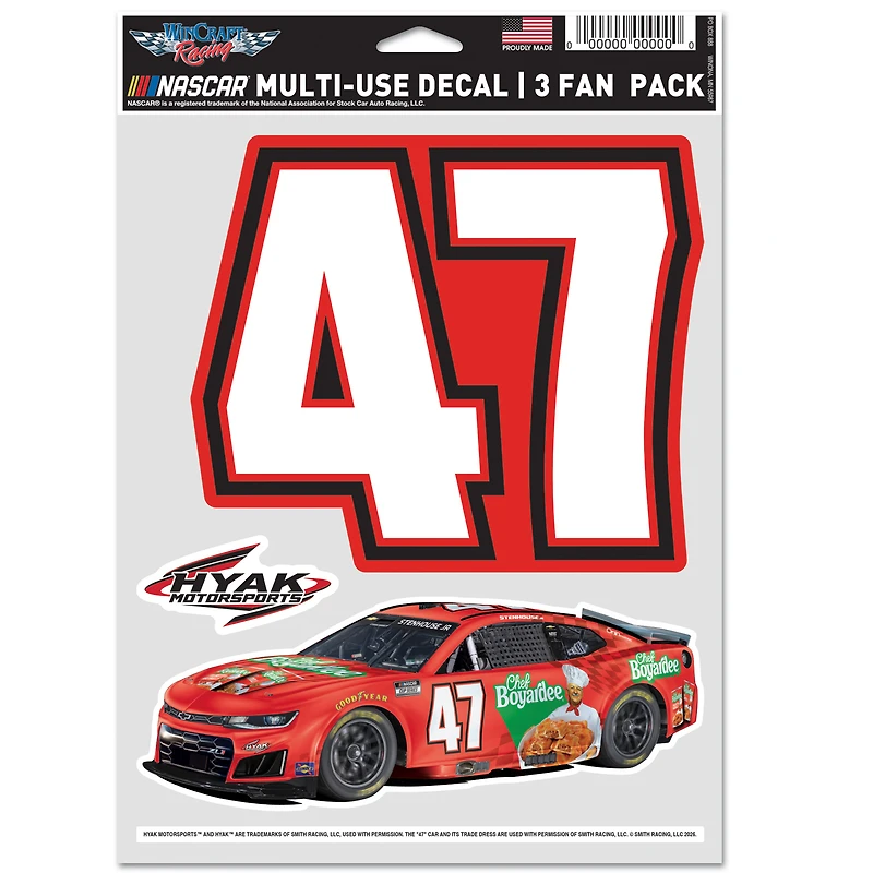 Ensemble de trois autocollants pour fans WinCraft Ricky Stenhouse Jr.