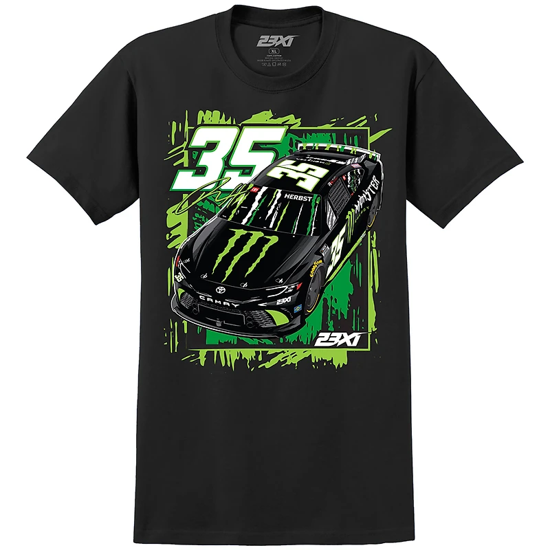 Men's 23XI Racing Black Riley Herbst Monster Energy Car T-Shirt