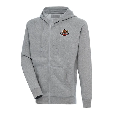 Men's Antigua  Heather Gray Rochester Red Wings Victory Full-Zip Hoodie