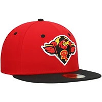 Men's New Era Red Rochester Wings Authentic Collection Road 59FIFTY Fitted Hat