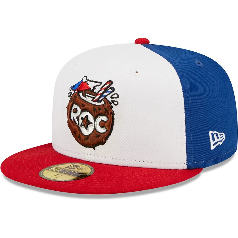 Casquette ajustée 59FIFTY Cocos Locos De Rochester Copa La Diversion New Era pour homme, blanc/rouge
