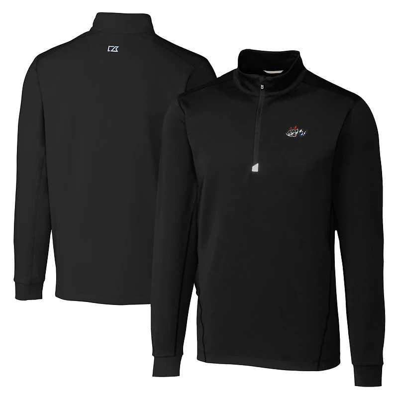 Men's Cutter & Buck Black Rocket City Trash Pandas Big Tall Traverse Stretch Quarter-Zip Top