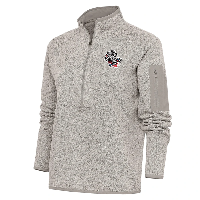 Veste à enfiler demi-zippée pour femme Antigua Oatmeal Rocket City Trash Pandas Fortune