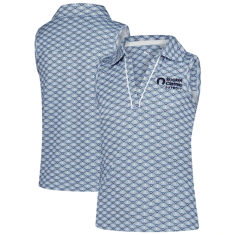 Polo sans manches à col en V et imprimé festonné Cloudspun bleu clair Rocket Classic pour fille