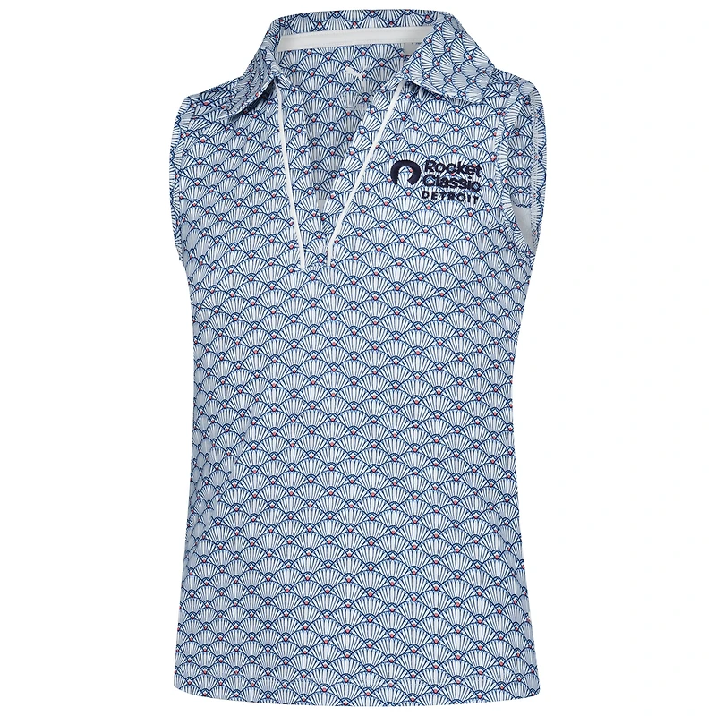 Girls' Youth Puma  Light Blue Rocket Classic Scallop Print Cloudspun V-Neck Sleeveless Polo