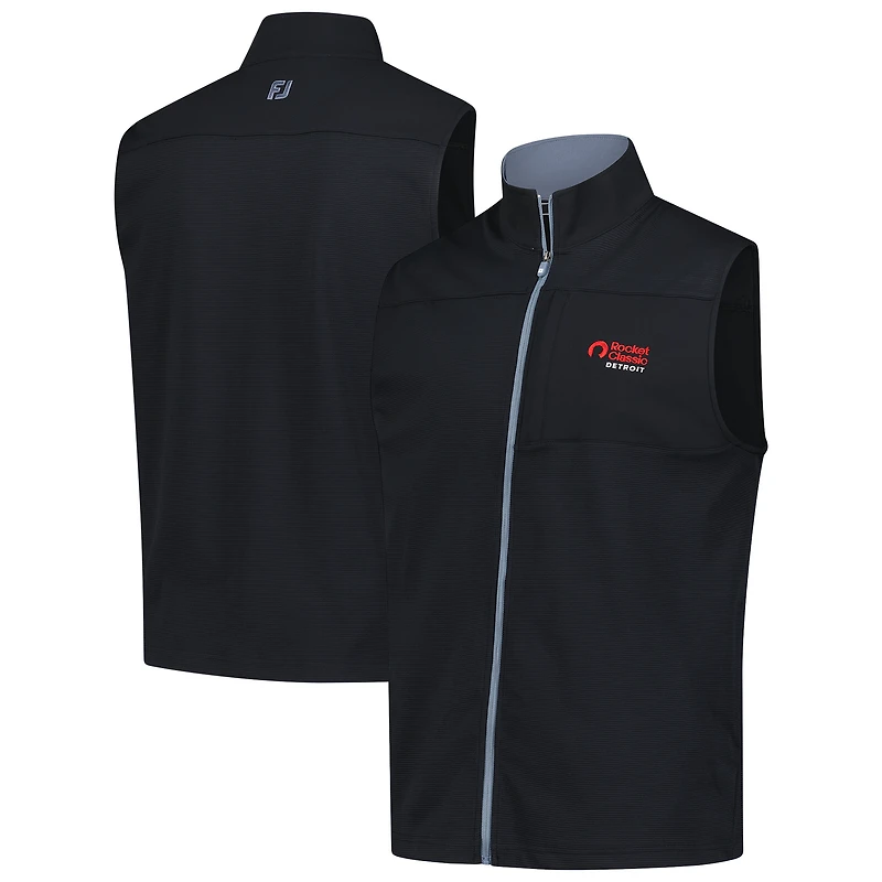 Gilet en tricot ottoman classique FootJoy Black Rocket pour homme, entièrement zippé