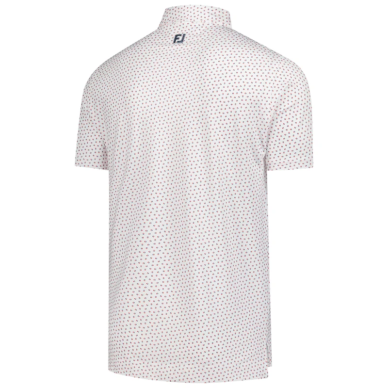 Men's FootJoy White Rocket Classic Bounce Print Stretch Pique ProDry Polo