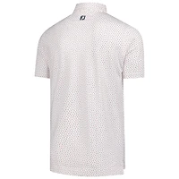 Men's FootJoy White Rocket Classic Bounce Print Stretch Pique ProDry Polo