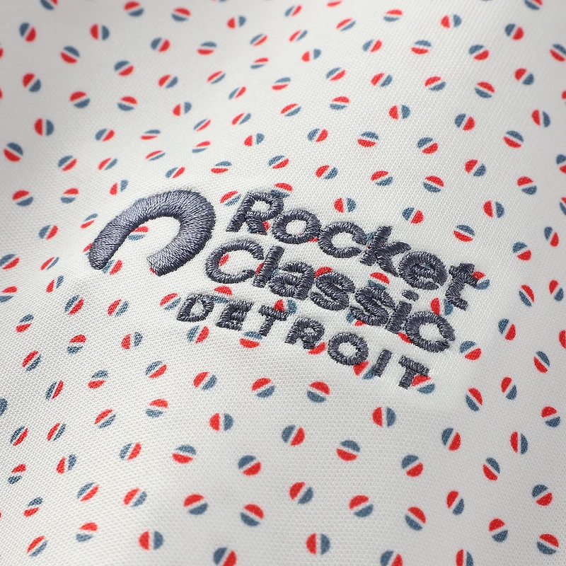 Men's FootJoy White Rocket Classic Bounce Print Stretch Pique ProDry Polo