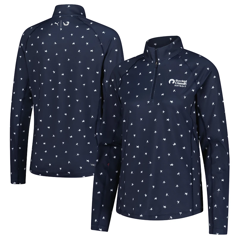 Pull Puma Rocket Classic Volition You-V Star à quart de zip pour femme Bleu marine