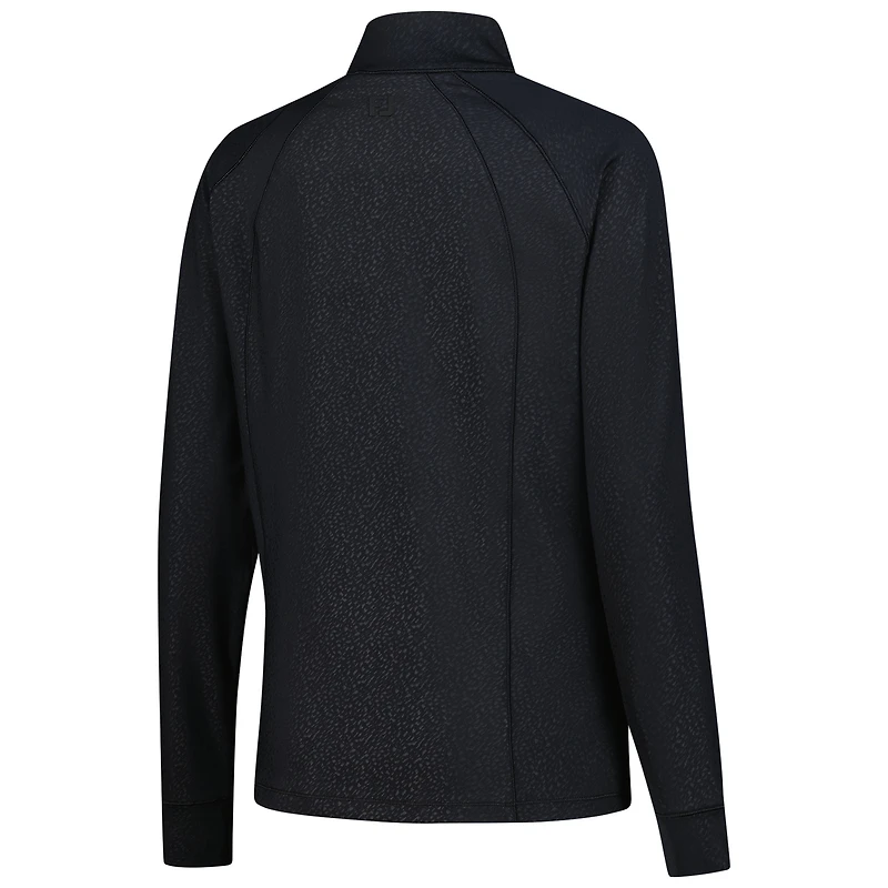 Women's FootJoy Black Rocket Classic Embossed Quarter-Zip Pullover