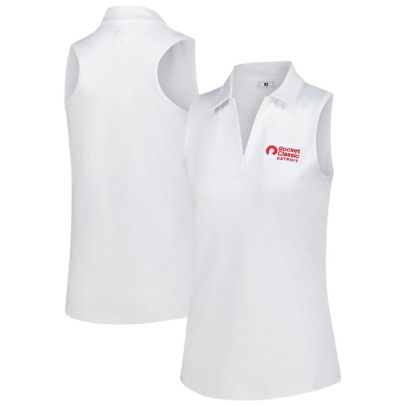 Women's Rocket Classic FootJoy White Racerback ProDry Sleeveless Polo