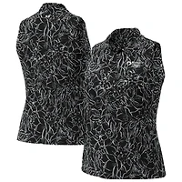 Women's Under Armour Black Rocket Classic Drive Open Floral Sleeveless Polo
