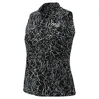 Polo sans manches à imprimé floral noir Rocket Classic Drive pour femme d'Under Armour