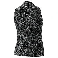 Women's Under Armour Black Rocket Classic Drive Open Floral Sleeveless Polo
