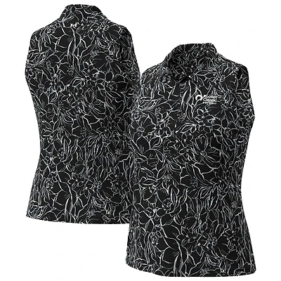 Women's Under Armour Black Rocket Classic Drive Open Floral Sleeveless Polo