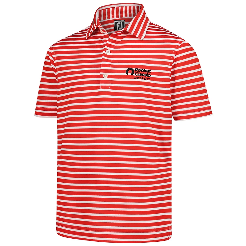 Polo piqué ProDry à rayures classiques FootJoy Red Rocket pour jeunes