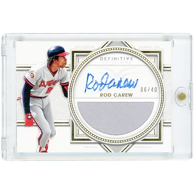 Rod Carew California Angels Autographed 2022 Topps Definitive Collection Game-Used Relic #DARC-RCA #6/40 Card