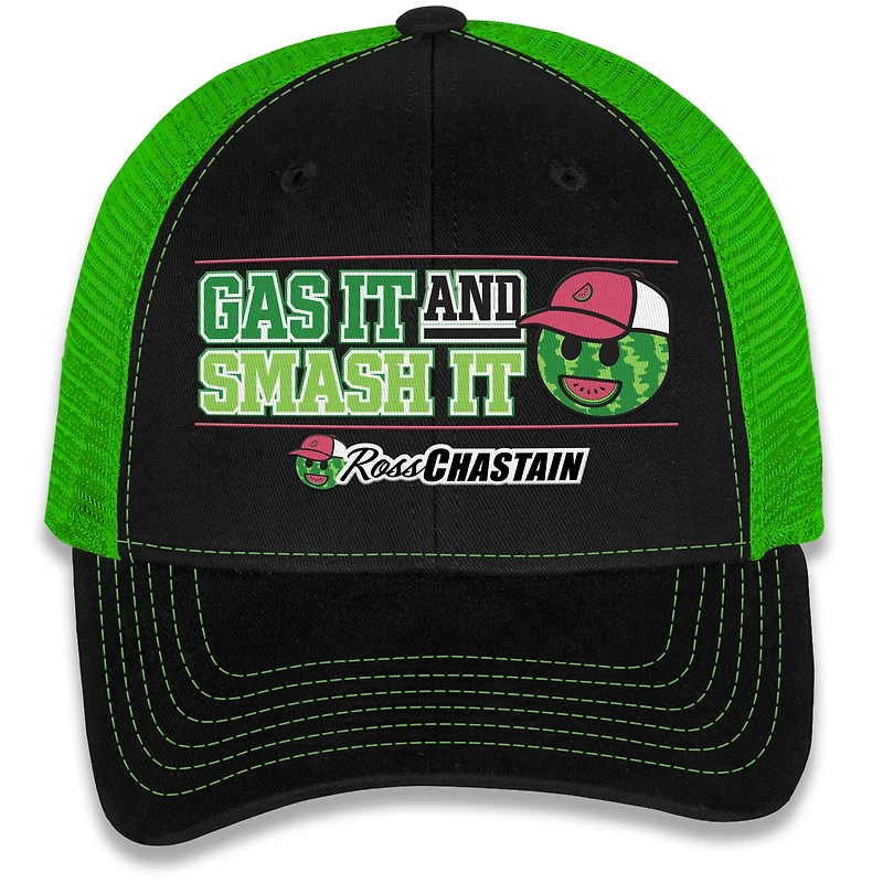 Casquette ajustable Sports Flag à damier pour hommes, noir/vert, Ross Chastain Gas It & Smash It