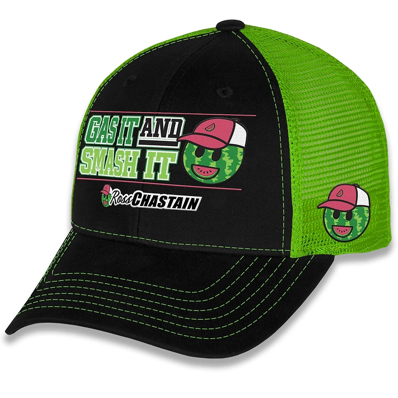 Casquette ajustable Sports Flag à damier pour hommes, noir/vert, Ross Chastain Gas It & Smash It