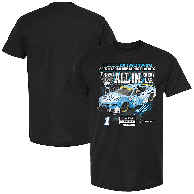 T-shirt léger Busch pour homme, motif drapeau à damier, noir, Ross Chastain, Series éliminatoires NASCAR Cup 2025