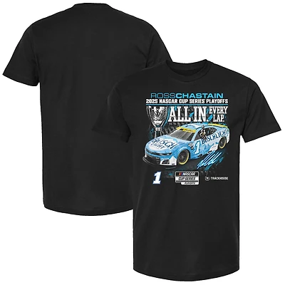 Men's Checkered Flag Sports Black Ross Chastain 2025 NASCAR Cup Series Playoffs Busch Light T-Shirt