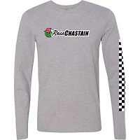 Men's Checkered Flag Sports Gray Ross Chastain Melon Man Long Sleeve T-Shirt