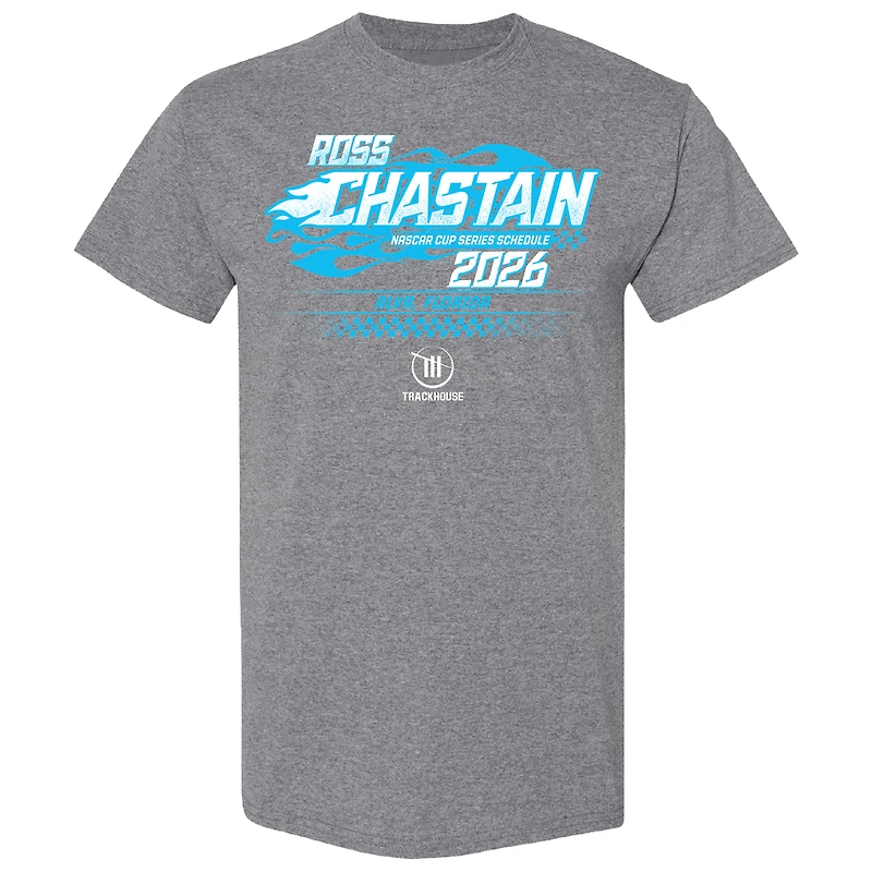 T-shirt homme à damier sport anthracite chiné Ross Chastain, calendrier NASCAR 2026