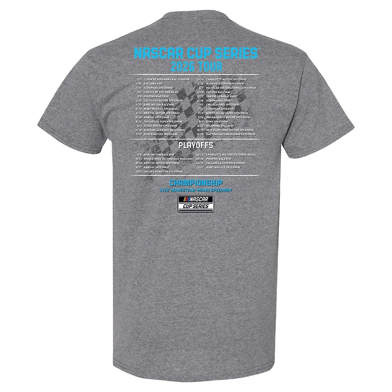 T-shirt homme à damier sport anthracite chiné Ross Chastain, calendrier NASCAR 2026