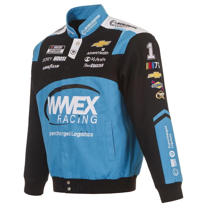 Men's JH Design  Black Ross Chastain WWEX Twill Uniform Full-Snap Jacket