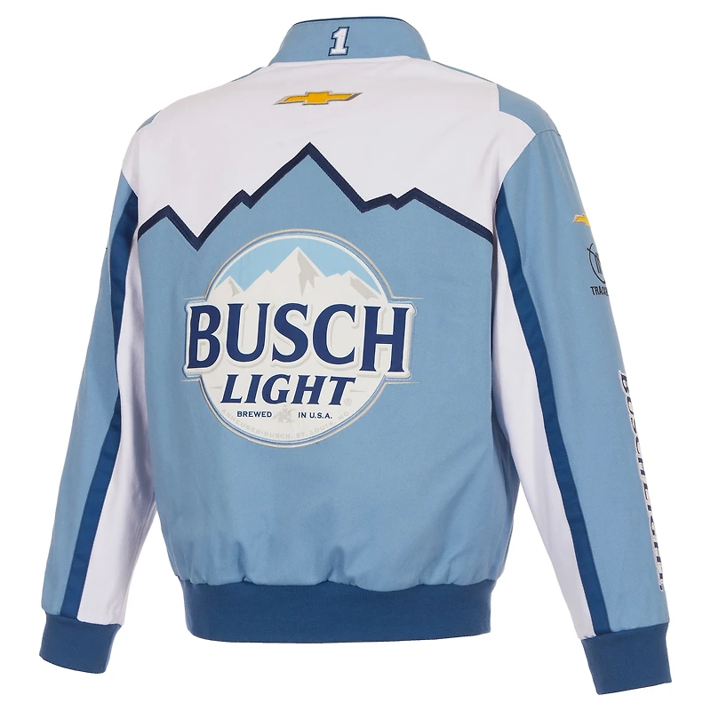 Veste de course en sergé bleu clair/blanc Ross Chastain 2026 Busch Light pour homme, JH Design